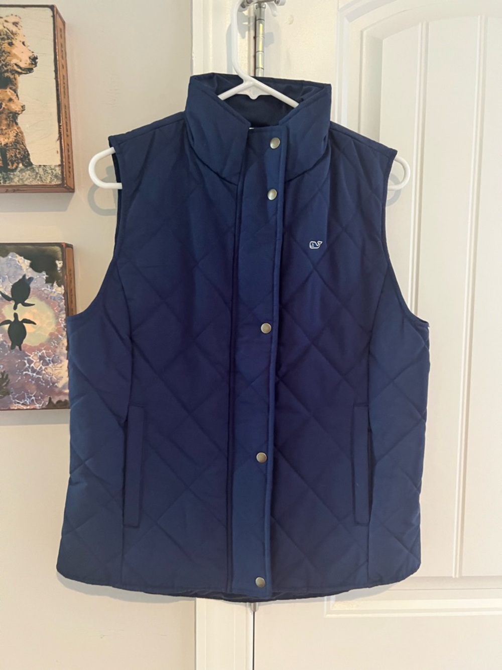 Vineyard Vines Navy Quilted Snap-Front Vest
